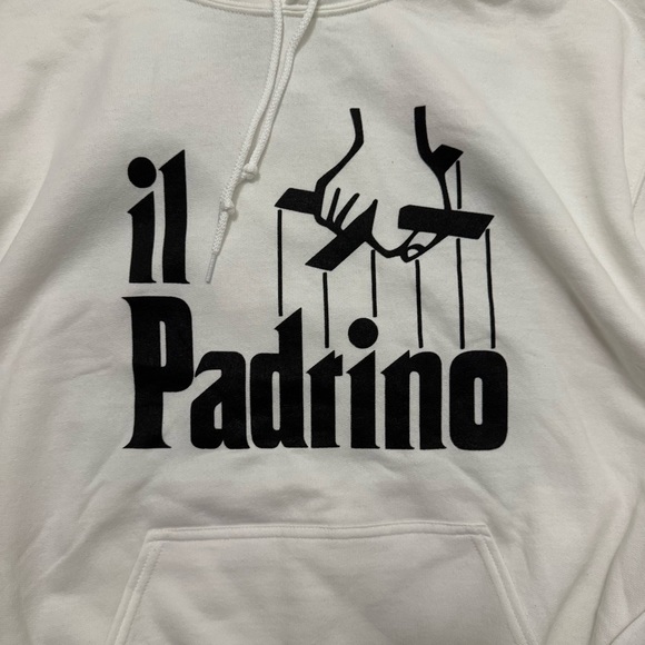 il Padrino The Godfather Cinema White Graphic Logo Hoodie Sweatshirt, Large NWOT - Picture 3 of 4